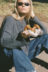 Crew Neck Ribbed Slouchy Loose Cardigan