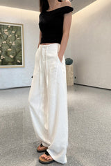 Linen High Waist Draped Wide Leg Pants