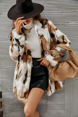 Mid-Length Faux Fur Shawl Collar Fluffy Winter Coat