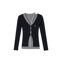 Elegant Black Knit Long Cardigan With Hollow Out Design