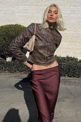 Brown Suede Leather Vintage Cropped Jacket