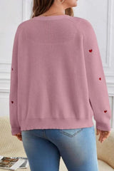 Heart Embroidery V Neck Christmas Cardigan