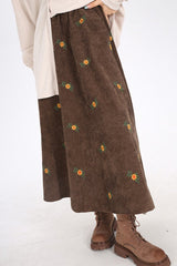 Printed Corduroy A-Line Christmas Skirt