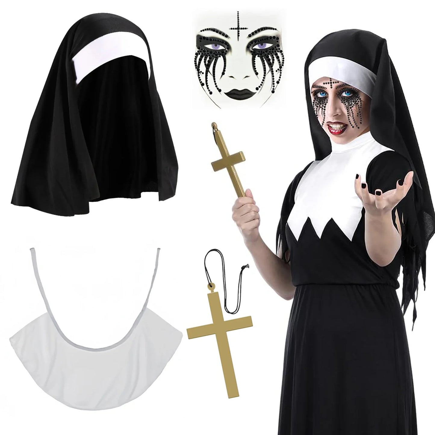 Accessories Costume Scary Pendant Halloween Headband Collar Nun Tattoo Cross