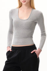 Chic Fitted U-Neck Square Shoulder Waist-Tied Base Layer