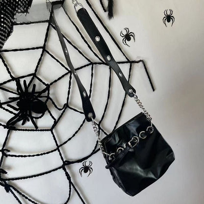 Spider Little Bear Bone Gothic Y2K Bag Harajuku Pin Leather Punk Crossbody Lolita