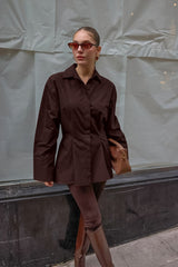 Pintuck Waist Collared Blouse