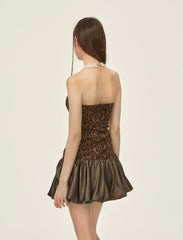 Leopard Print Strapless Mini Dress