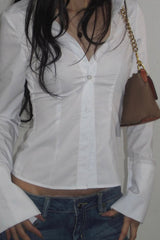 Tailored Collared Button Blouse