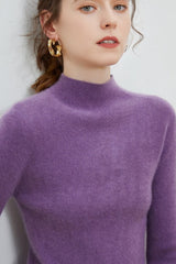 Wool Ribbed Slim Mock Neck Long Sleeve Base Layer