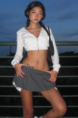 Crop Top Slim Fit Zip-Up Cardigan Hoodie