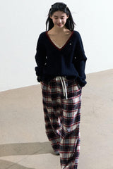 Navy V-Neck Knit Cardigan