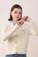 Solid Crew Neck Versatile Long Sleeve Knit Cardigan