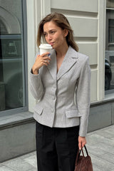 Charcoal Gray Tailored Waist Blazer