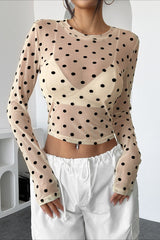 Polka Dot Sheer Mesh Crop Top