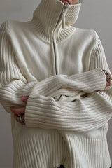 Solid Loose Collared Slouchy Knit Cardigan