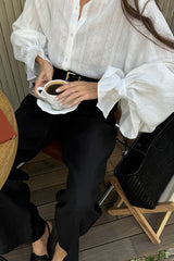 Stand-Collar Loose Long-Sleeve Shirt Blouse