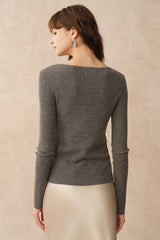 Elegant Bowknot Cutout Wool Knit Base Layer