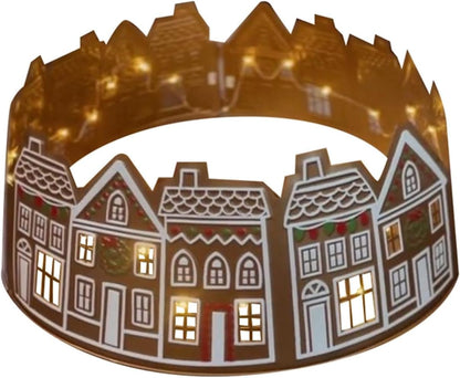 Gingerbread House Christmas Tree Collar - LED Skirt for Xmas Pencil Tree Decorations