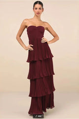Strapless Ruched Ruffled Tiered Party Dress