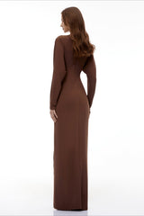 Elegant Fitted Simple Mock Neck Long Sleeve Party Dress