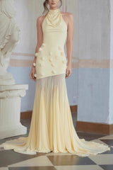 Sexy Backless Halter Paneled Flared Mermaid Party Dress