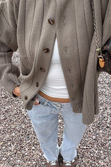 Crew Neck Ribbed Slouchy Loose Cardigan