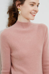 Wool Ribbed Slim Mock Neck Long Sleeve Base Layer