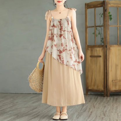 Amy Fashion - 2024 Sleeveless Asymmetrical Spaghetti Strap Thin Boho Dress