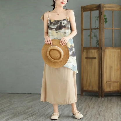 Amy Fashion - 2024 Sleeveless Asymmetrical Spaghetti Strap Thin Boho Dress