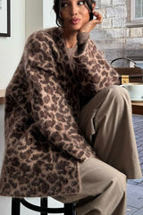 Leopard Print Loose Casual Knit Cardigan