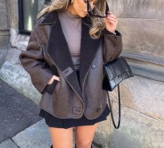 Thick Lamb Wool Leather Coat