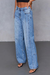 Classic Washed Mid-Rise Versatile Jeans