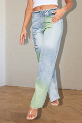 Ink Splatter Contrast Vintage Distressed Wide Leg Jeans