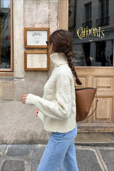 Slouchy High Neck Loose Knit Pullover Sweater
