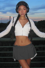 Crop Top Slim Fit Zip-Up Cardigan Hoodie
