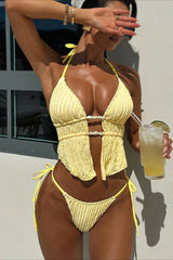 Sexy Halter Tie Side Two Piece Swim Set