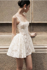 Lace Ruffled Waist Mini Party Dress