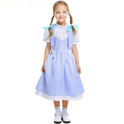 Fairytale Oz Dorothy Dress Costume Wizard Gingham Blue Halloween Carnival Of