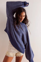 Dotted Panel Loose Crew Neck Sweatshirt