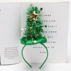 Christmas Velvet Glitter Star Pom Pom Lighted Tree Hair Accessory
