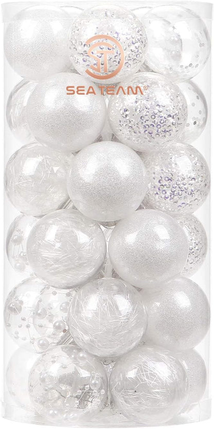 24 Count Shatterproof Clear Plastic Christmas Ball Ornaments with Gold Decorations