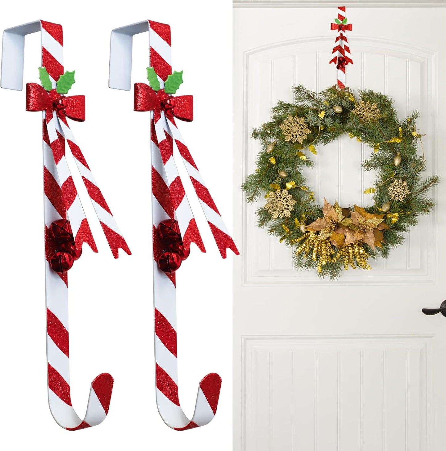 Metal Wreath Hanger Set for Front Door Christmas Decoration