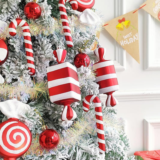 Candy Cane Lollipop Ornaments - Set of 14