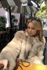 Faux Fox Fur Stand Collar Short Fluffy Warm Coat