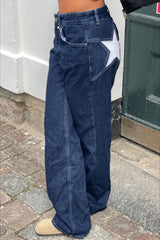 Contrast Patchwork Y2K Retro Star Back Casual Jeans