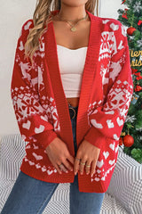 Christmas Deer Pocket Lantern Sleeve Christmas Cardigan