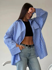 Loose Stripe Print Blouse