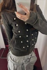 Studded Corset Detail Fitted Zip Hoodie
