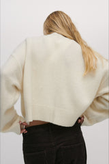 Solid Crew Neck Loose Cardigan